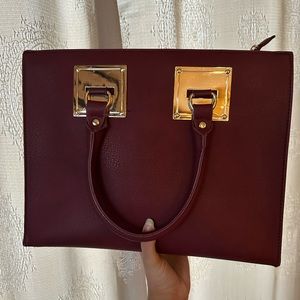 Burgundy Plum Wine Red and Gold Purse